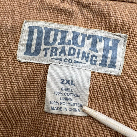 Duluth Trading Co Men's Fleece Lined Canvas Shirt Jac Jacket Brown 2XL