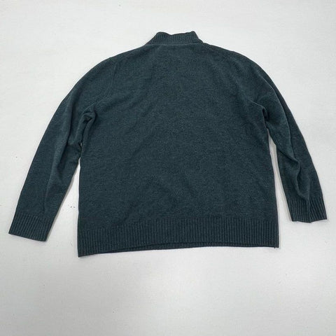 Gran Sasso Men's Blue Green Cashmere Wool Quarter Zip Mock Neck Sweater XL