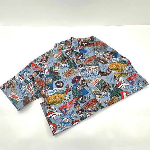 Reyn Spooner Men's Blue NFL Denver Broncos Super Bowl Champions Aloha Shirt XL