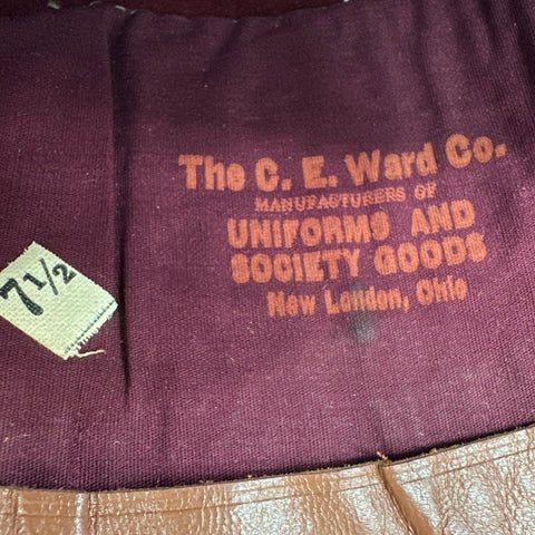 Vintage Shriners Fez Hat Za-Ga-Zig C.E. Ward Co Maroon Wool Tassel Size 7 1/2