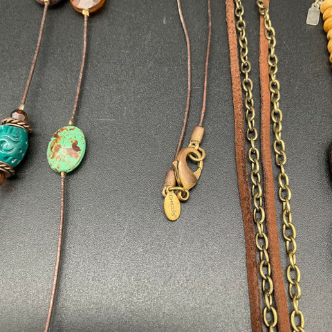 Chico's J.Jill Noonday Boho Beaded Necklace Jewelry Lot Filigree Elephant Heart