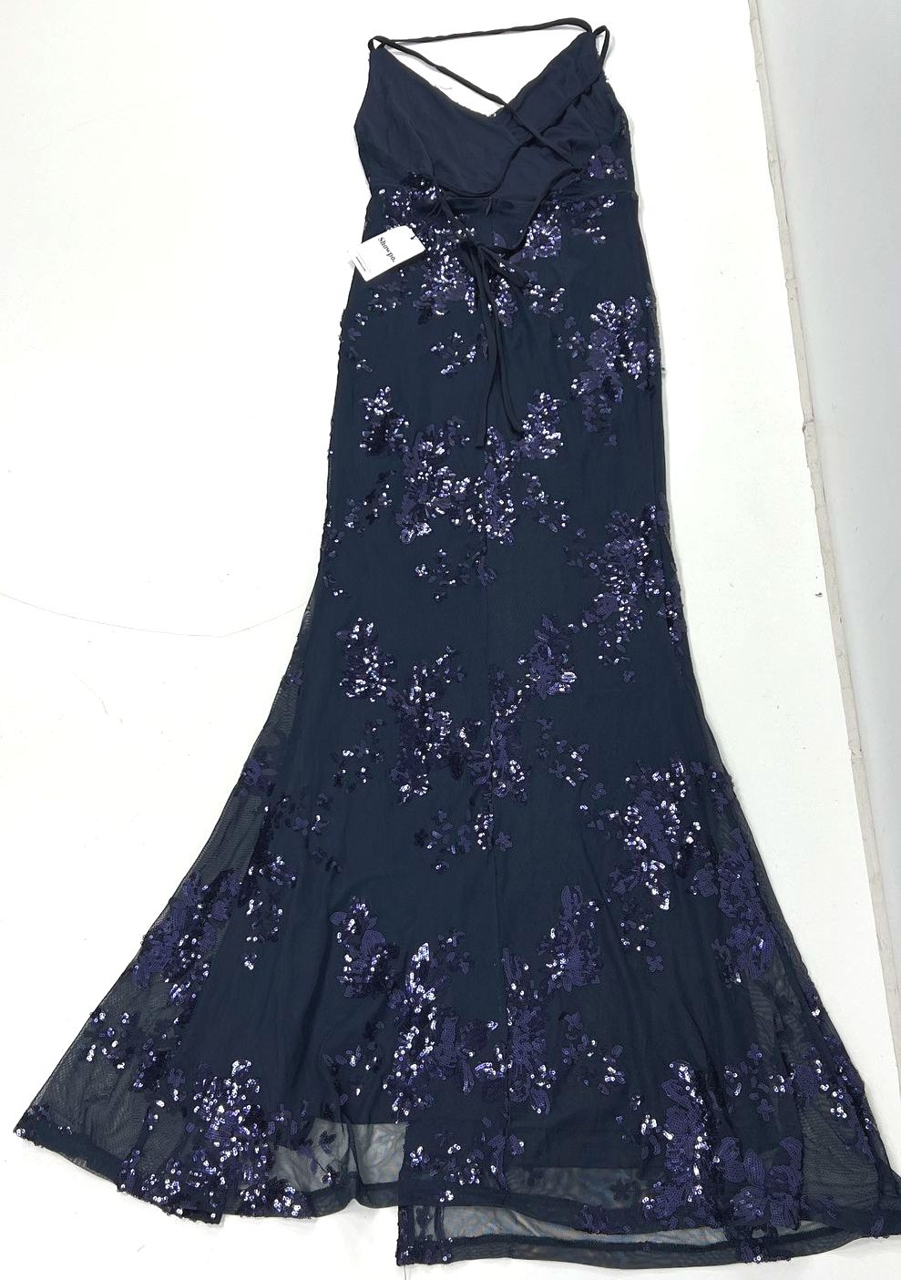 Showpo Navy Sequin Out Till Dawn Split Maxi Dress Women's Size 4 NWT