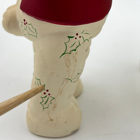 Vintage Ceramic Christmas Figurine Lot Deer and Bear Hand-Painted 2 Pieces