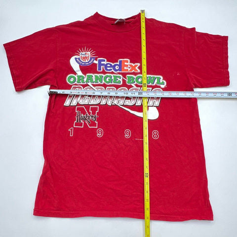 Vintage 1998 Nebraska Huskers FedEx Orange Bowl T-Shirt Tultex L