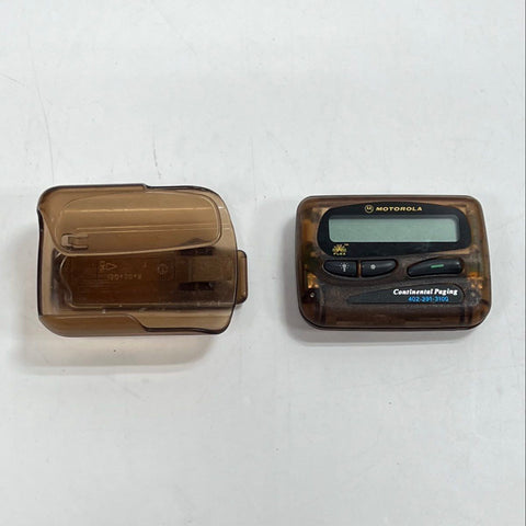Vintage Motorola Pager Translucent Brown With Belt Clip Untested As-Is