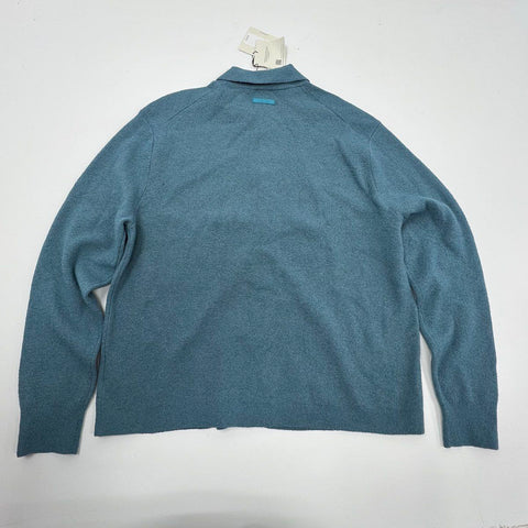 Calvin Klein Men's Blue Cardigan Sweater Collared Wool Blend NWT Sz XL