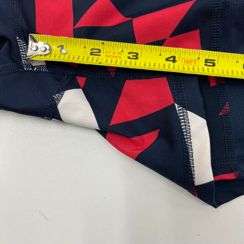 Oiselle Red Blue Spandex Compression Shorts Women's 2 Geometric Print