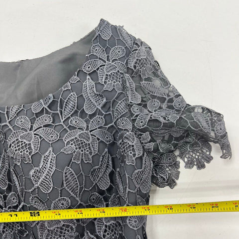 JJ's House Women's Steel Grey Lace Bodice Layered Gown Maxi Dress Size 14 NWT