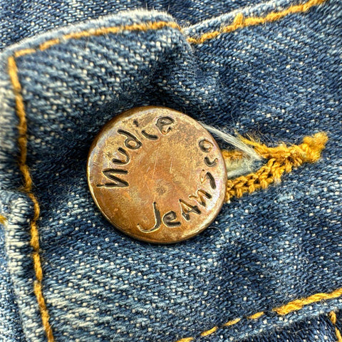 Nudie Jeans Men's Flare Glenn Streaky Worn Blue Flare Leg Jeans Sz 31x30
