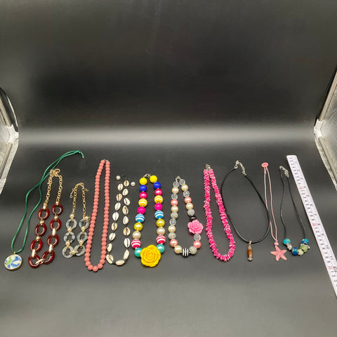 Fashion Costume Jewelry Lot 11 Necklaces Beaded Shell Rose Pendant Styles