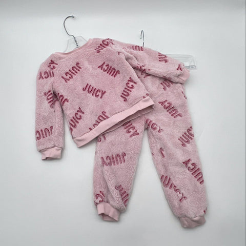 Juicy Couture Baby Pink Fluffy Logo Two Piece Pajama Set Size 24M