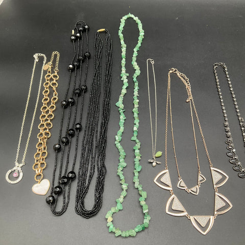 Mixed Costume Jewelry Lot 13 Necklaces Gold Silver Tone Beaded Statement 0.8 lb