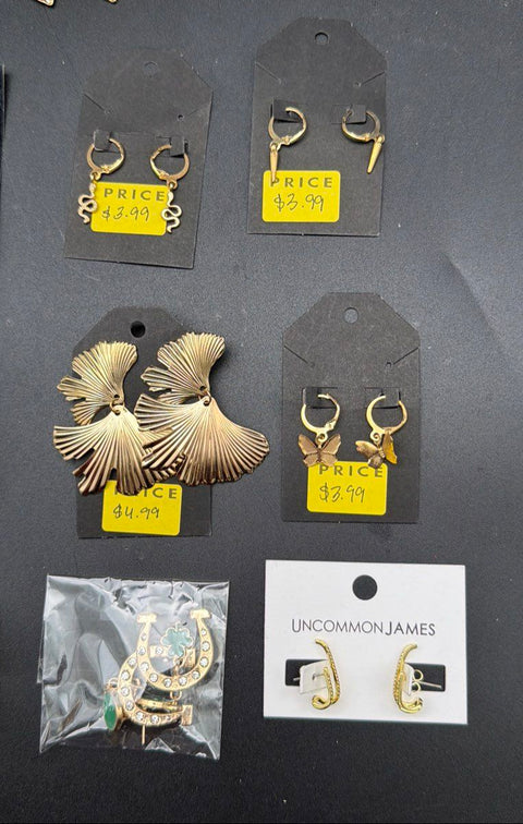 Uncommon James Sonoma Gold Tone Earrings Jewelry Lot 30+ Pairs Hoops Studs Drop