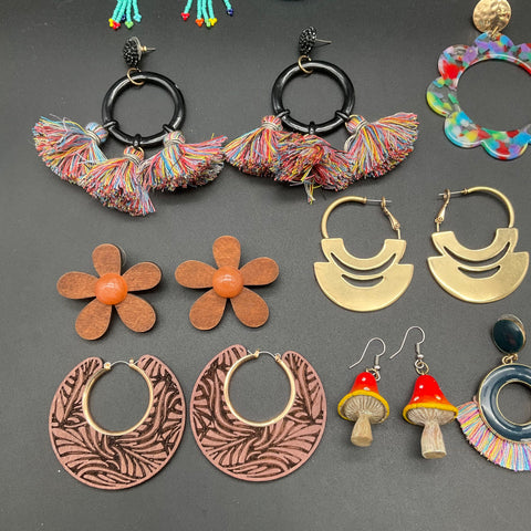 Statement Boho Beaded Fashion Earring Lot of 25+ Pairs Vintage to Modern Styles