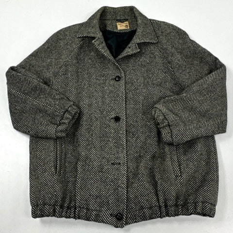 Vintage 80s International Scene Herringbone Wool Jacket Czechoslovakia Sz 11/12