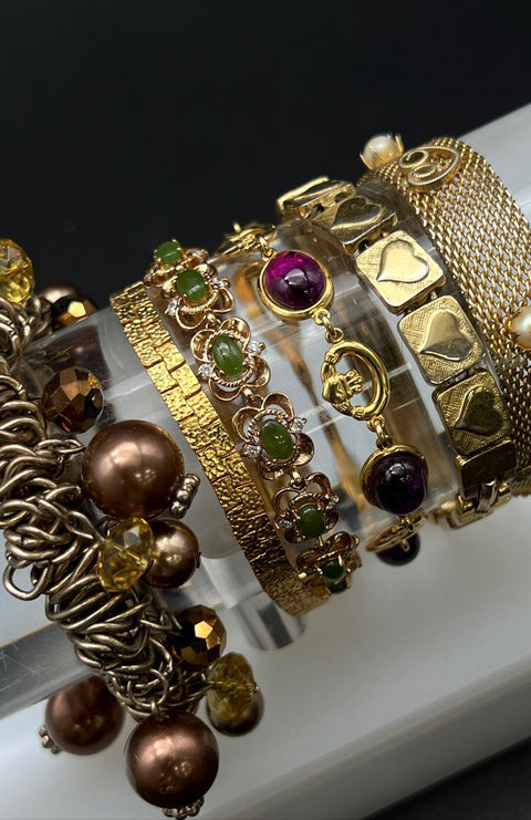 Juicy Couture & Gold Tone Jewelry Lot of 11 Charm Mesh Rhinestone Bracelets