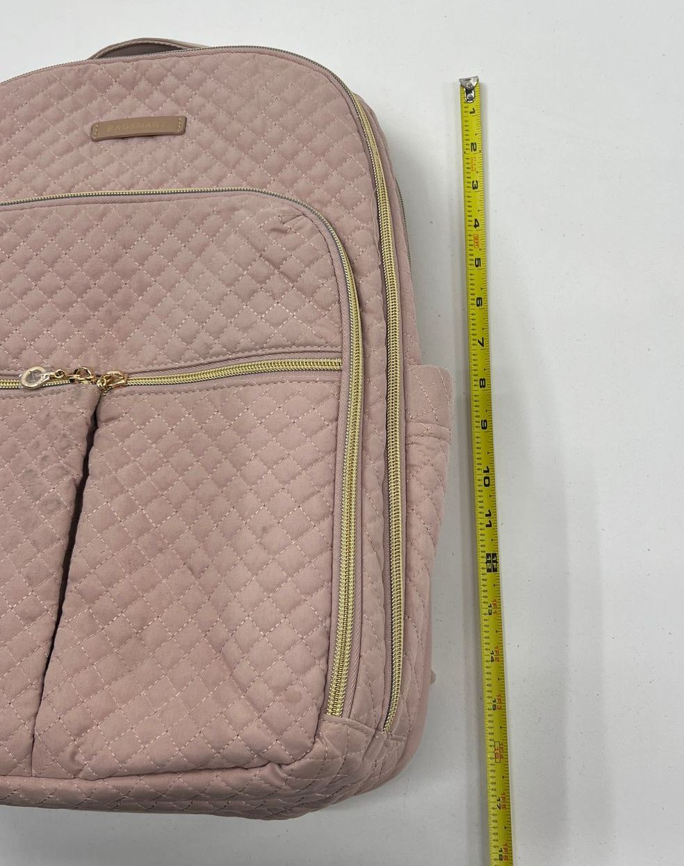 Bagsmart Dusty Pink Gold Tone Women's Quilted Laptop School Travel Backpack