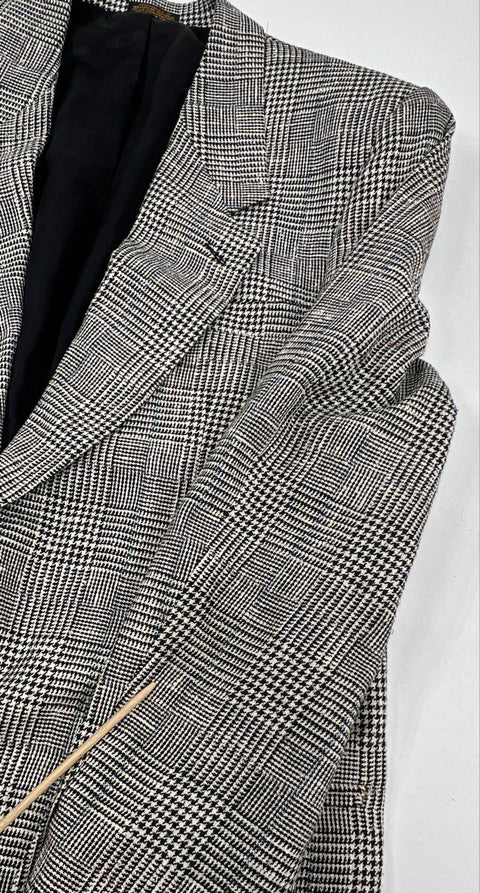 Lot of 2 Vintage 90s Oscar de la Renta Men's Blazers Plaid Herringbone Gray