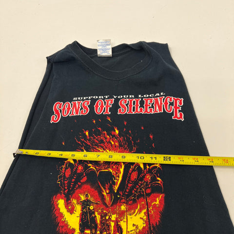 Sons of Silence MC Biker T-Shirt Cut Off Don't Start No Shit Gildan Sz M