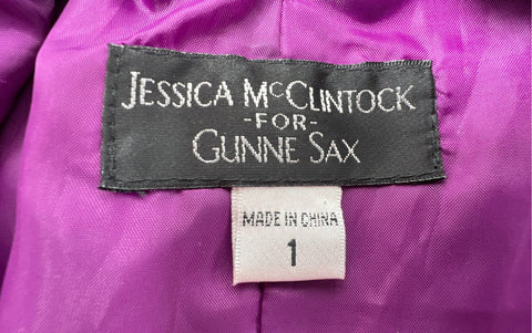 Vintage 90s Jessica McClintock Gunne Sax Women's Purple Strapless Dress Sz 1