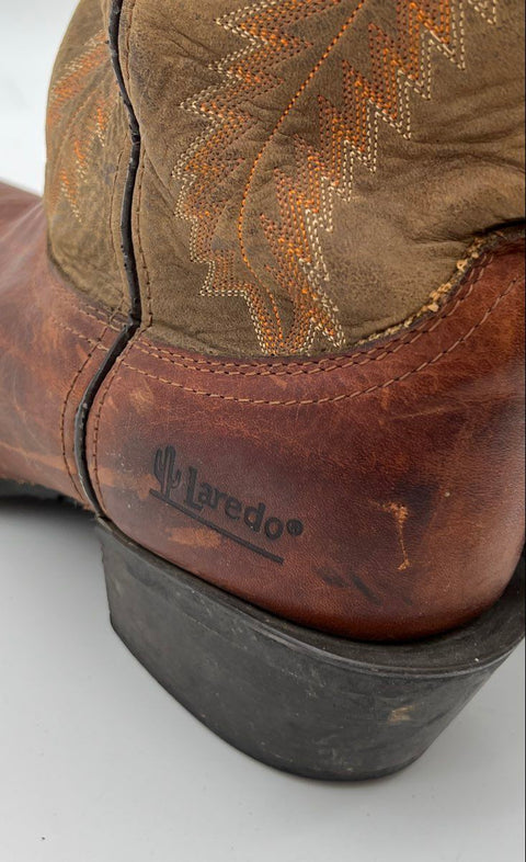 Laredo Men's Two-Tone Brown Leather Western Cowboy Boots Size 9.5 D