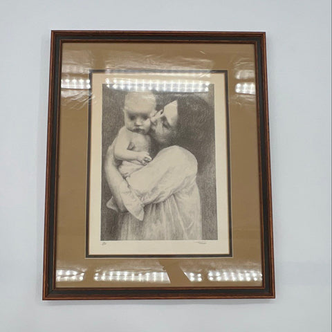 Tomao Signed Numbered Print 48/200 Mother and Child Framed Art 19x15
