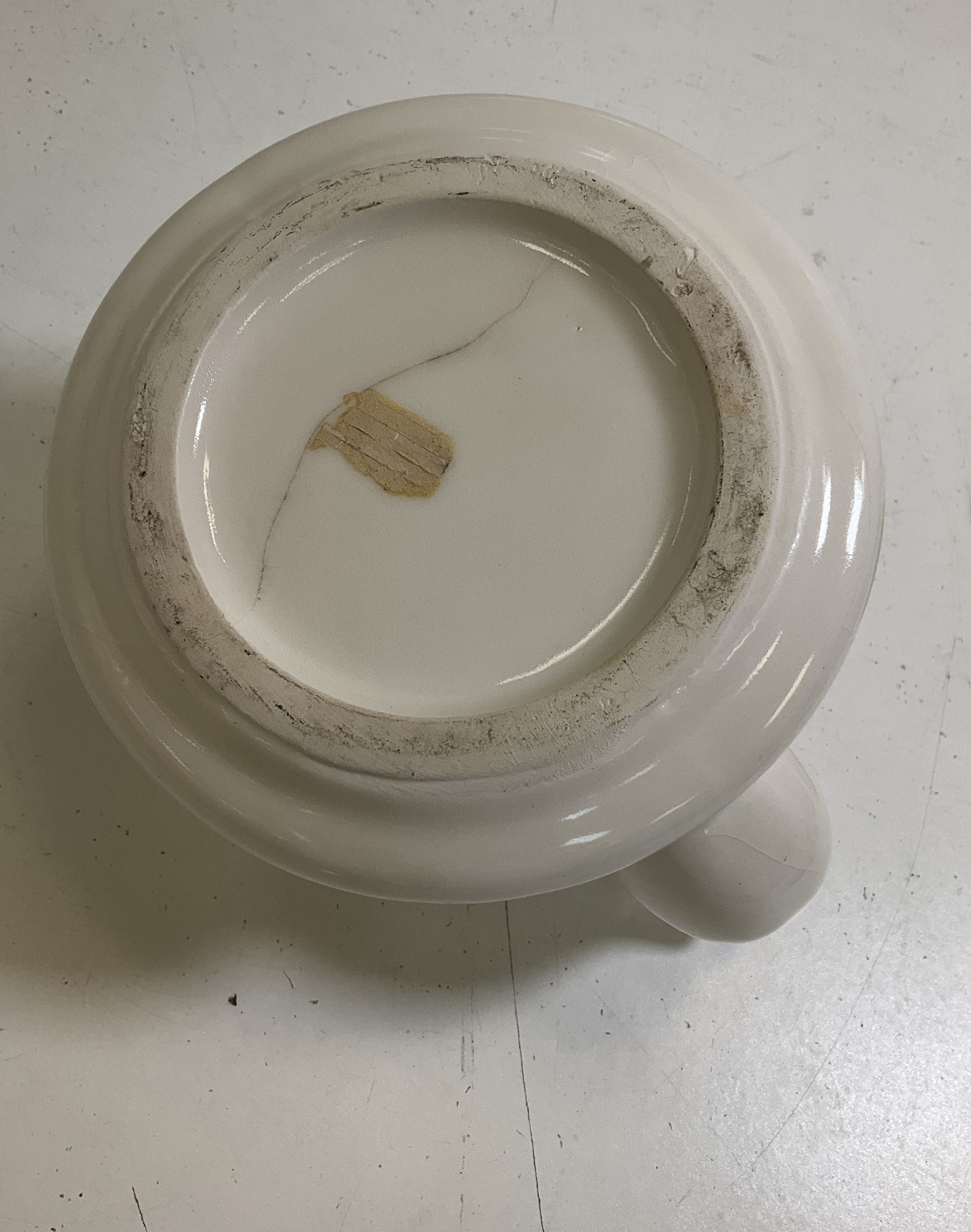 Vintage Hand Painted Floral Ceramic Teapot Kettle White Metal Bail Handle
