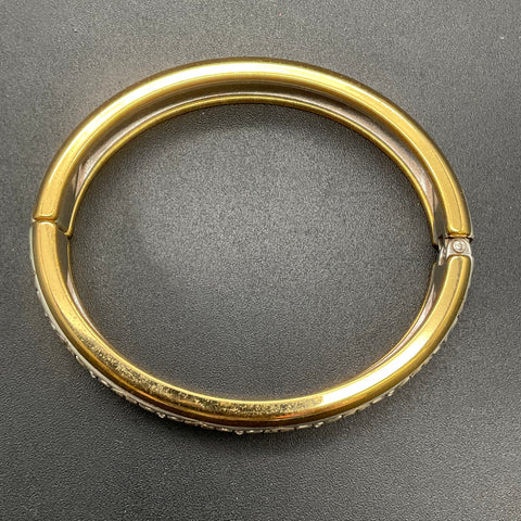 Brighton Intrigue Narrow Hinged Bangle Two-Tone Scroll Heart Accents Size 7