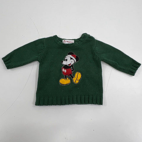 Vintage 90s Disney Mickey Mouse Holiday Knit Sweater Patch Sz 6-9 mo