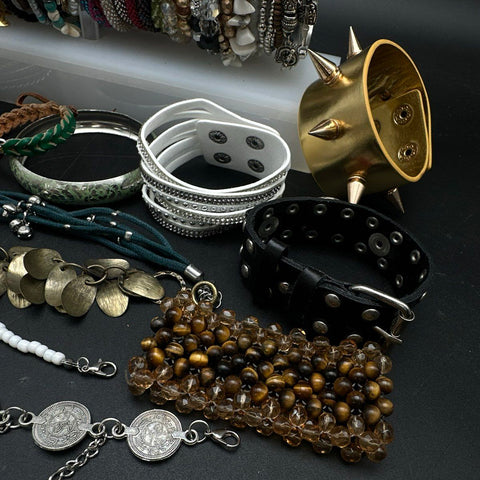 Costume Jewelry Bracelet Lot 2.5 Lbs Vintage to Modern Bangles Cuffs Beaded