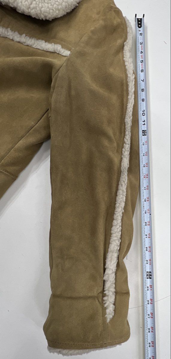 Vintage 70s Sears Western Wear Sherpa Lined Faux Suede Jacket Tan