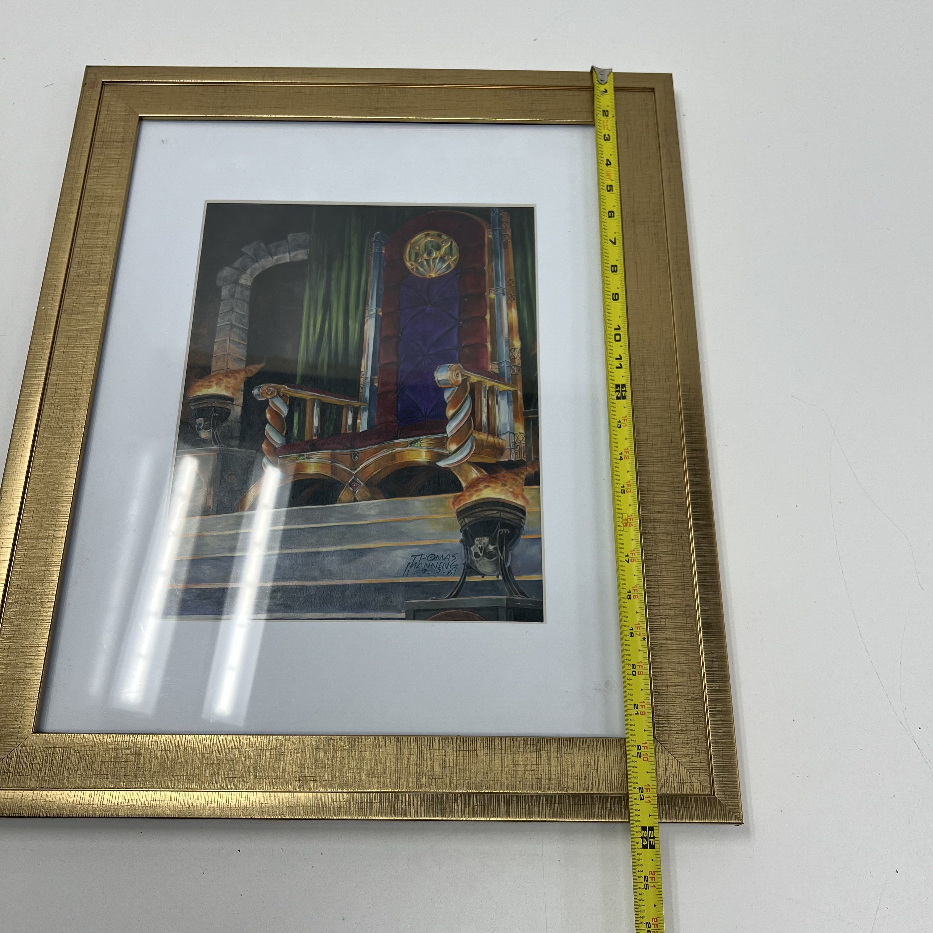 Thomas Manning Original Gouache Painting Fantasy Throne Dated 1995 Signed 23x19
