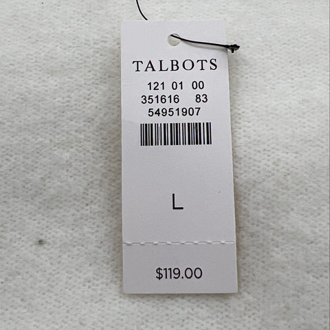 Talbots Women's Cream Wool Alpaca V-Neck Button Cardigan Sweater Sz L NWT