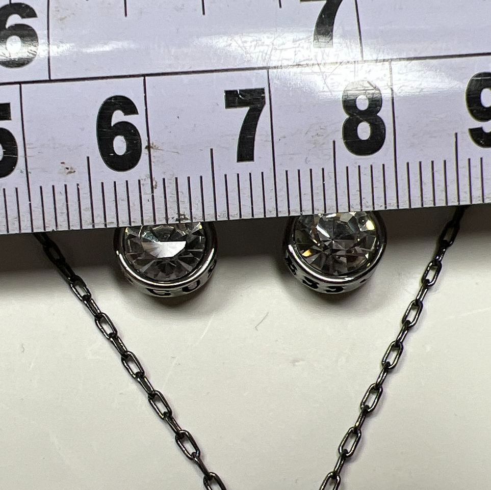 Guess Dark Metal Heart Rhinestone Necklace & Earrings Set NIB
