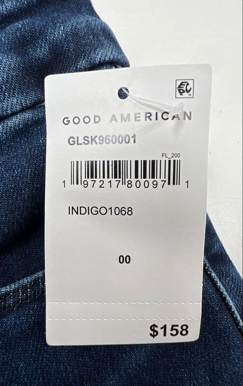 Good American Women's Good Legs Skinny Jeans Indigo Mid Rise Sz 00 NWT