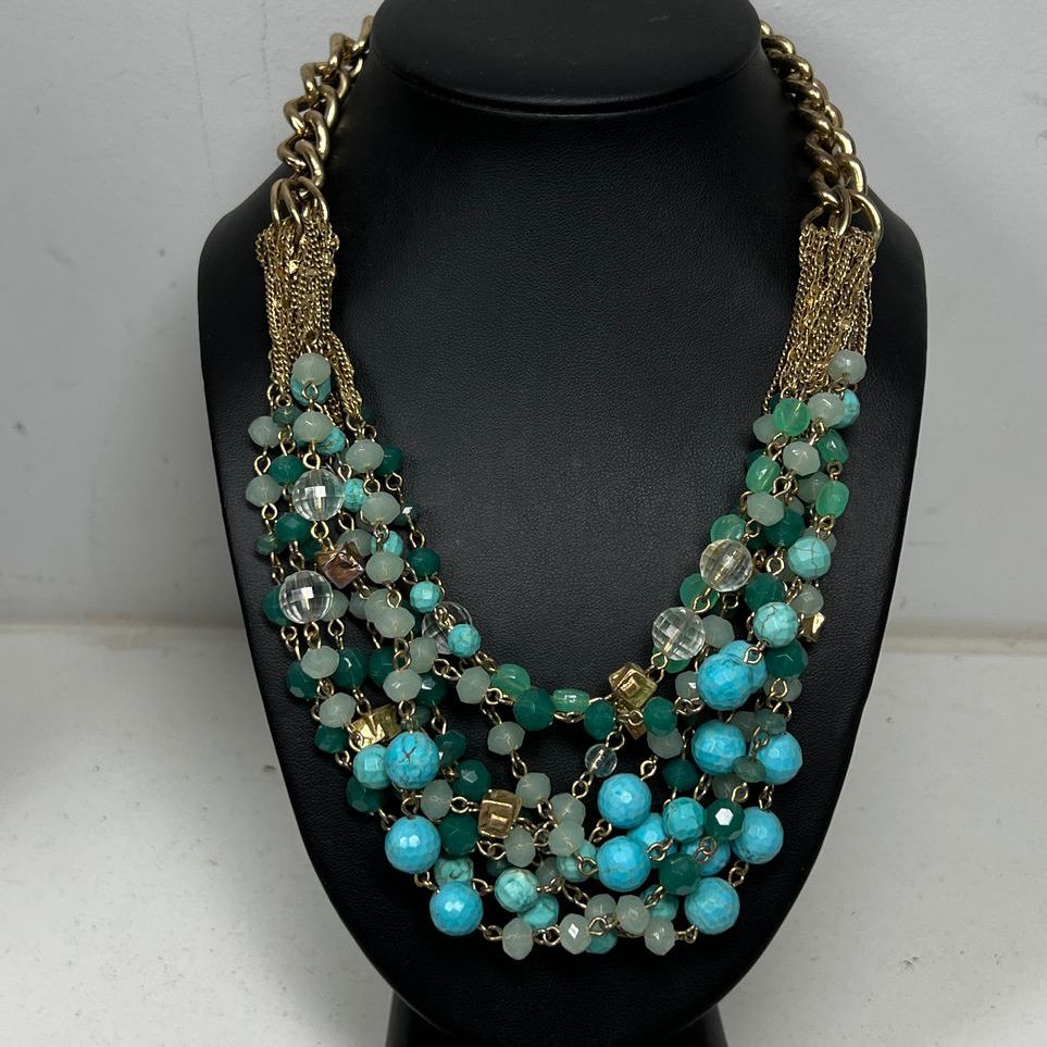 Stella & Dot Turquoise Tones Beaded Multistrand Necklace