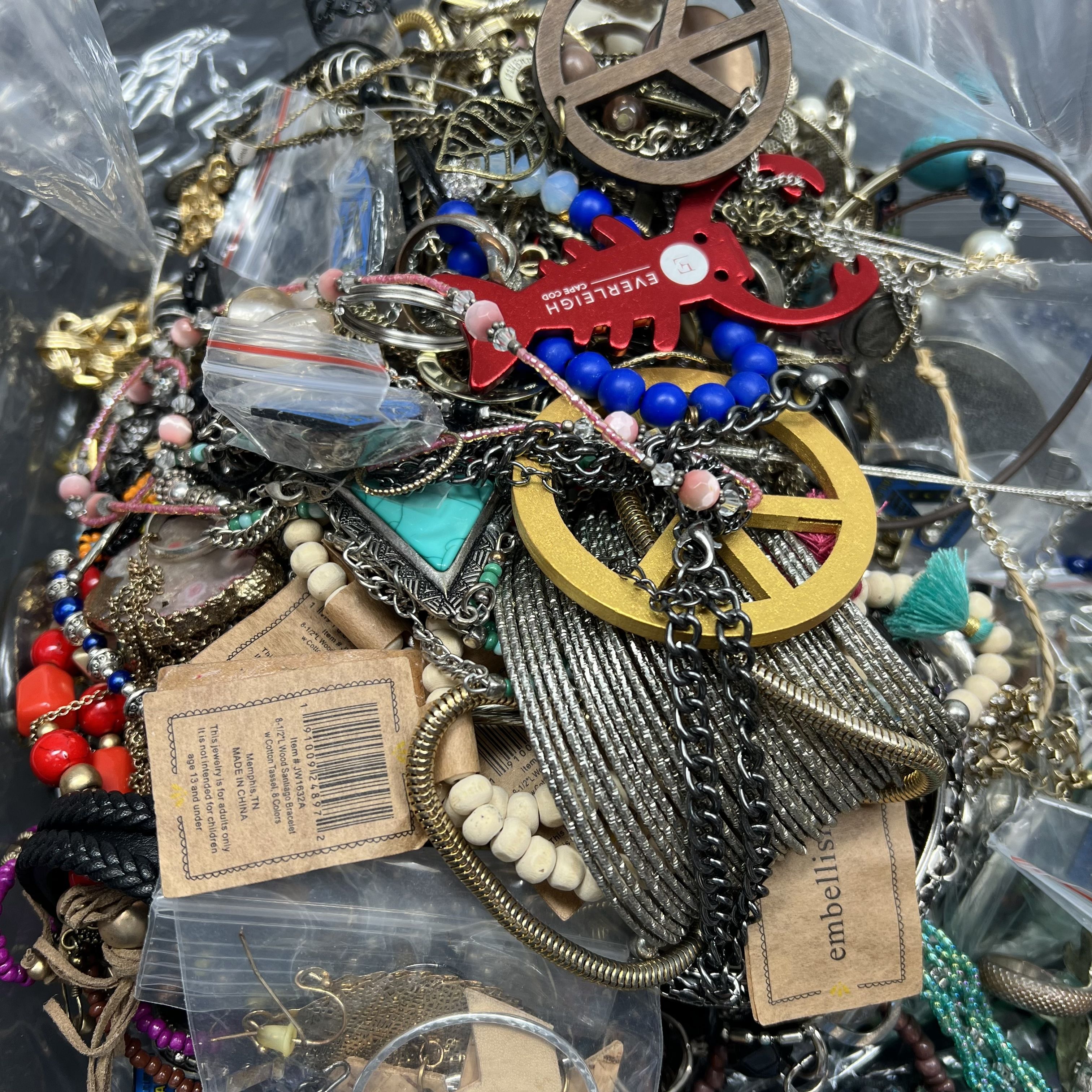 5LB Wearable Costume Jewelry Mixed Items Bag