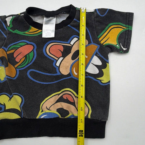 Disney Kids Mickey and Friends Black All Over Print Short Sleeve Sweatshirt 12M
