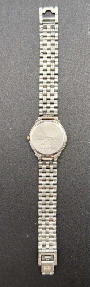 Seiko V701-2B90 Two Tone Stainless Steel Ladies Quartz Watch 6.5" New Battery