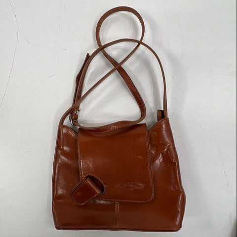 Vintage 90s L'artigiano Italian Brown Leather Crossbody Shoulder Bag Purse