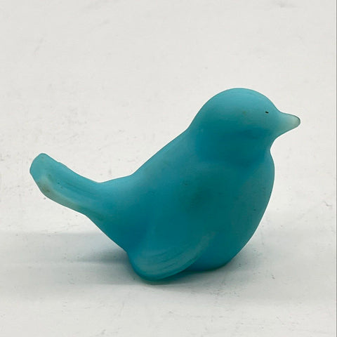 Bluebird Figurine Blue Satin Matte Art Glass Unmarked Vintage 4 Inch