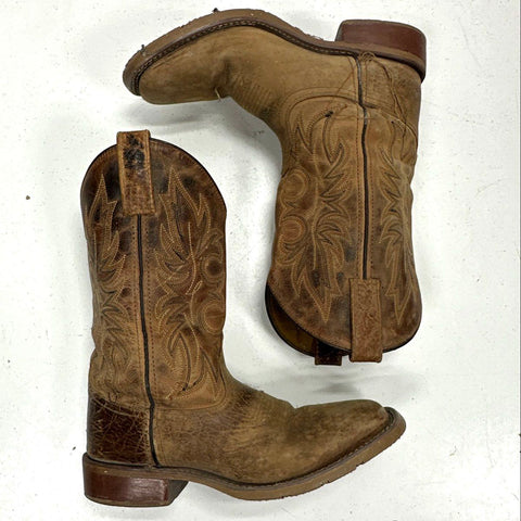 Laredo 7835 Brown Leather Square Toe Western Cowboy Boots Men's Size 7.5 D