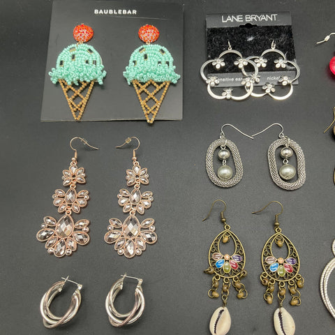 Baublebar Lane Bryant Fashion Jewelry Lot of 26 Pairs Earrings Boho Hoops Tassel