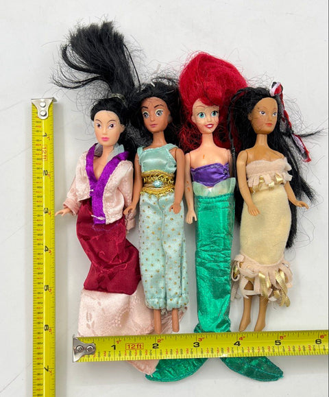 Disney Princess Mini Doll Lot of 4 Mulan Jasmine Ariel Pocahontas Small Figures