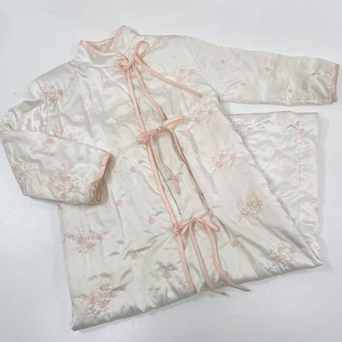 Vintage 80s Gilligan O'Malley Quilted Floral Blanket Robe Zipper Sz M