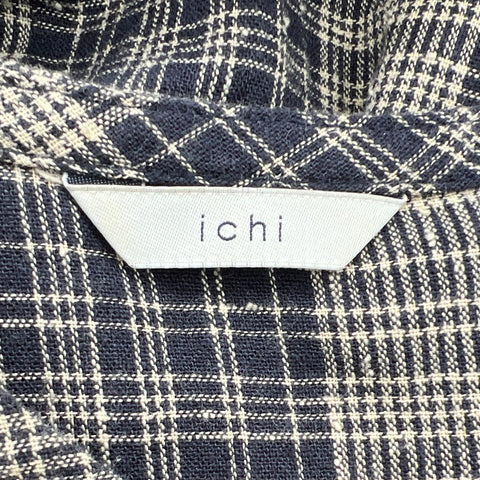 Ichi Women's Black Gray Plaid Oversized Long Sleeve Empire Waist Midi Dress
