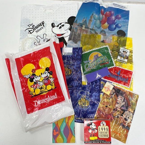Vintage Disney Disneyland Park Shopping Bag Lot 80s 90s 50th Anniversary