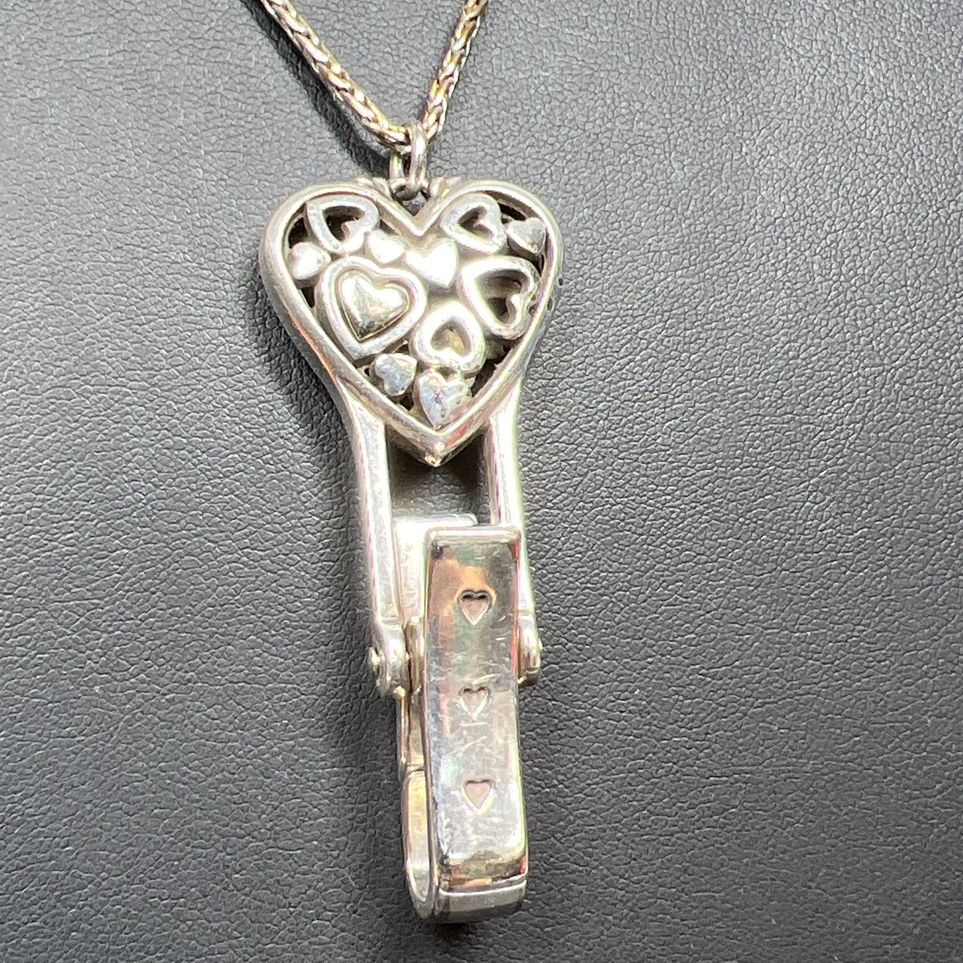 Brighton Silver Plate Heart Clip Lanyard Necklace