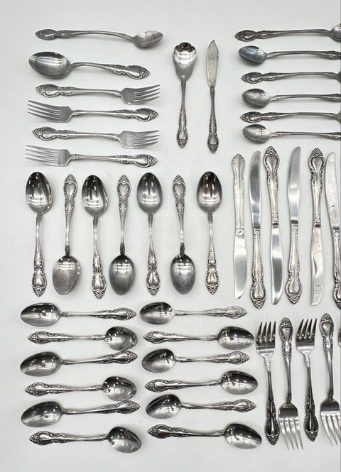 Northland Springtime Stainless Steel Flatware 48pc Set Floral Pattern Korea