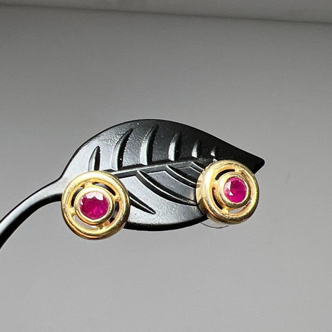 RY 14K Yellow Gold Ruby Stud Earrings 2.53g